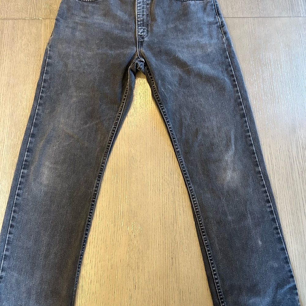 Levis 505 Jeans 34x32 Black Gray Faded Straight Leg Distressed VTG